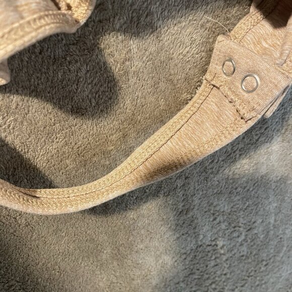 Express Bodysuit Womens Medium Contour Tan Mock Neck Long Slv Key Hole Thing - Picture 4 of 7